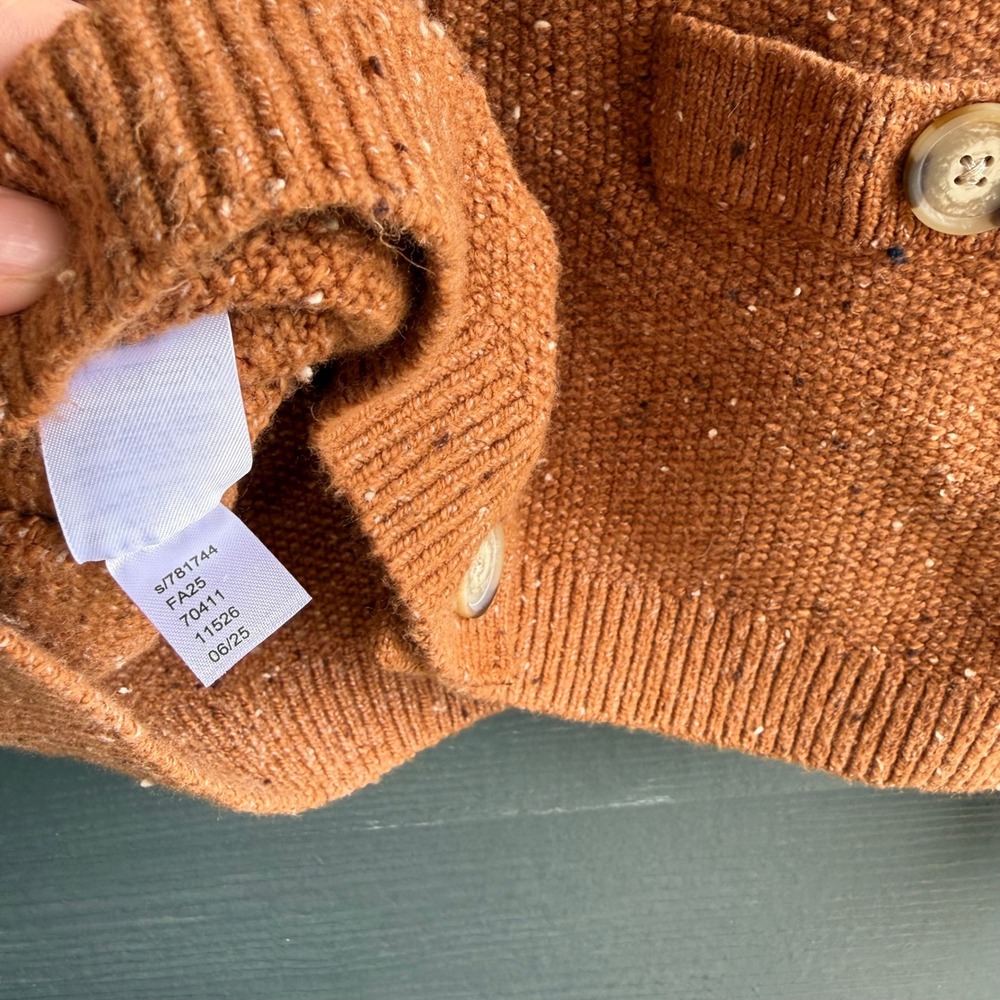 LOFT Rust Nep Knit Button Front Cardigan Sweater Pockets Womens Small NWT - Picture 7 of 9